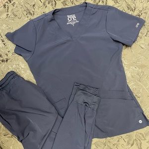 Barco One athletic style scrubs in the color Steel.